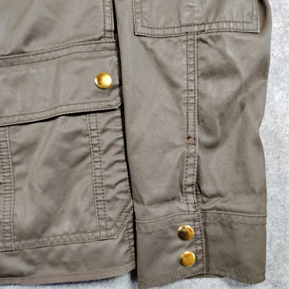 J.Crew Downtown Field Jacket Womens Medium Mossy Brown Waxed Utility Coat 19034